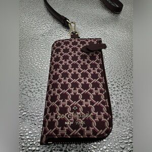 Kate Spade Link Logo ID Card Case Lanyard Pink NWOT